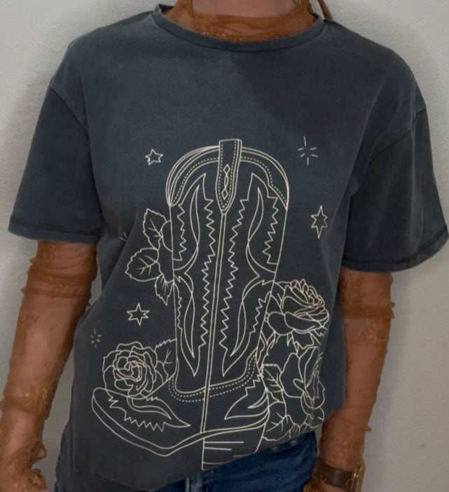 Floral Cowgirl Boot Graphic Tee