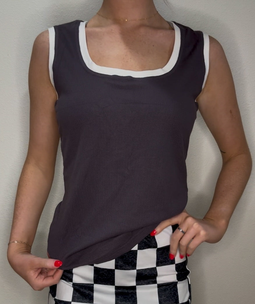 Ribbed Knit Colorblock Tank
