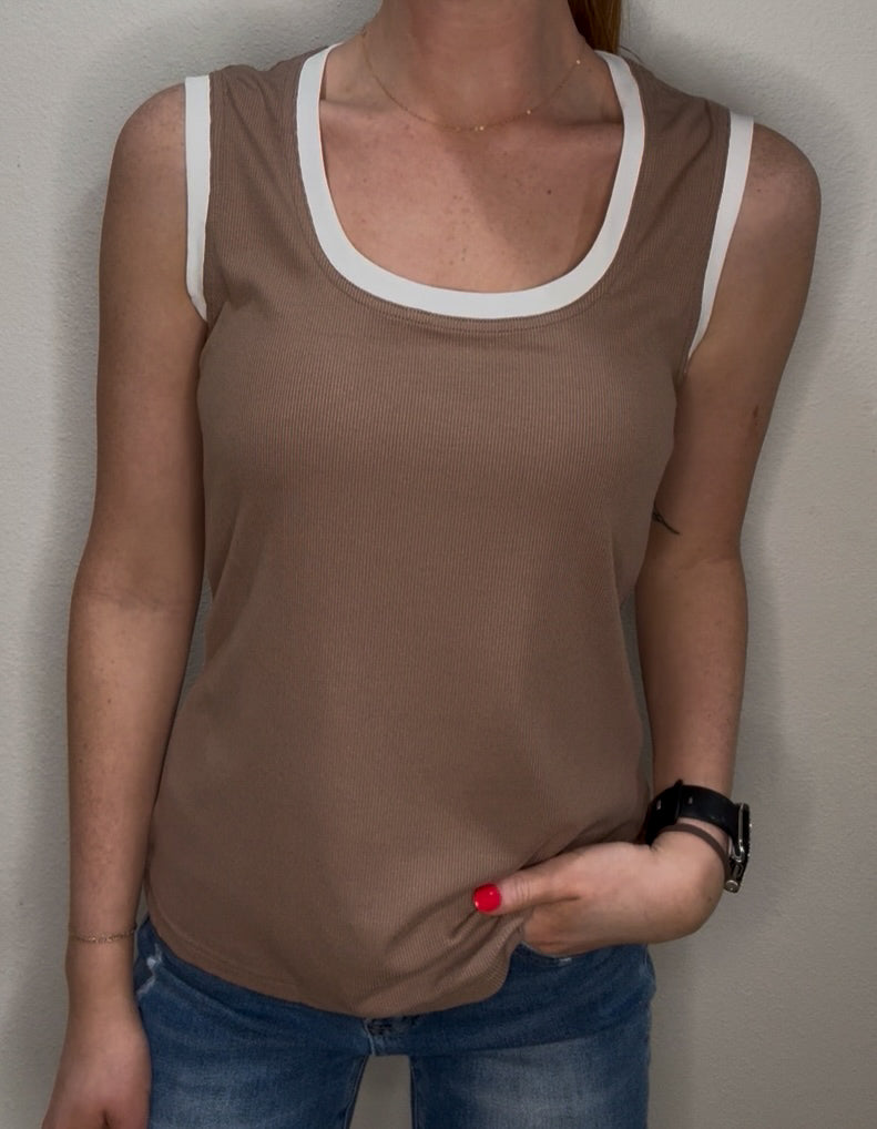 Ribbed Knit Colorblock Tank