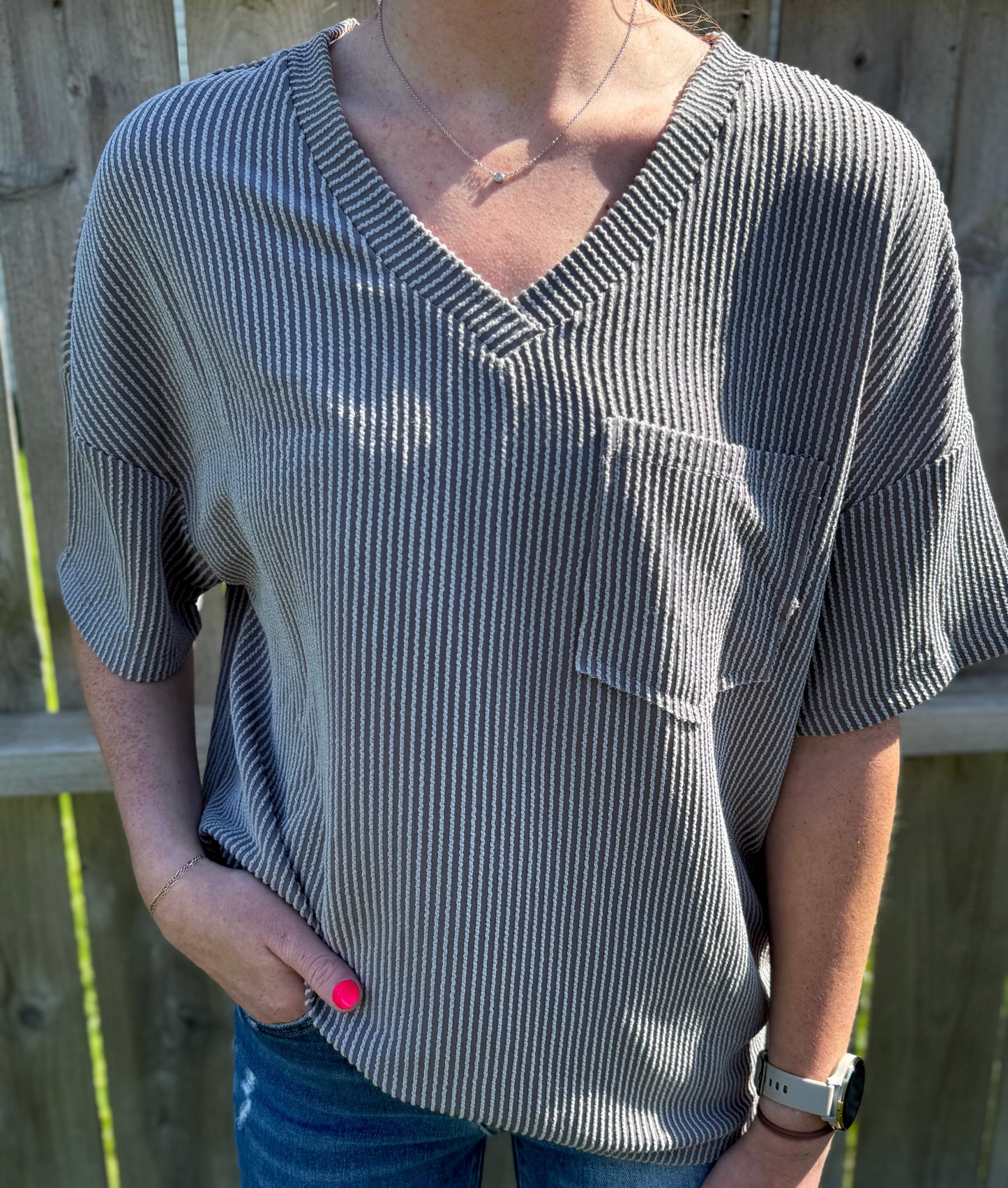 V-Neck Ribbed Tee