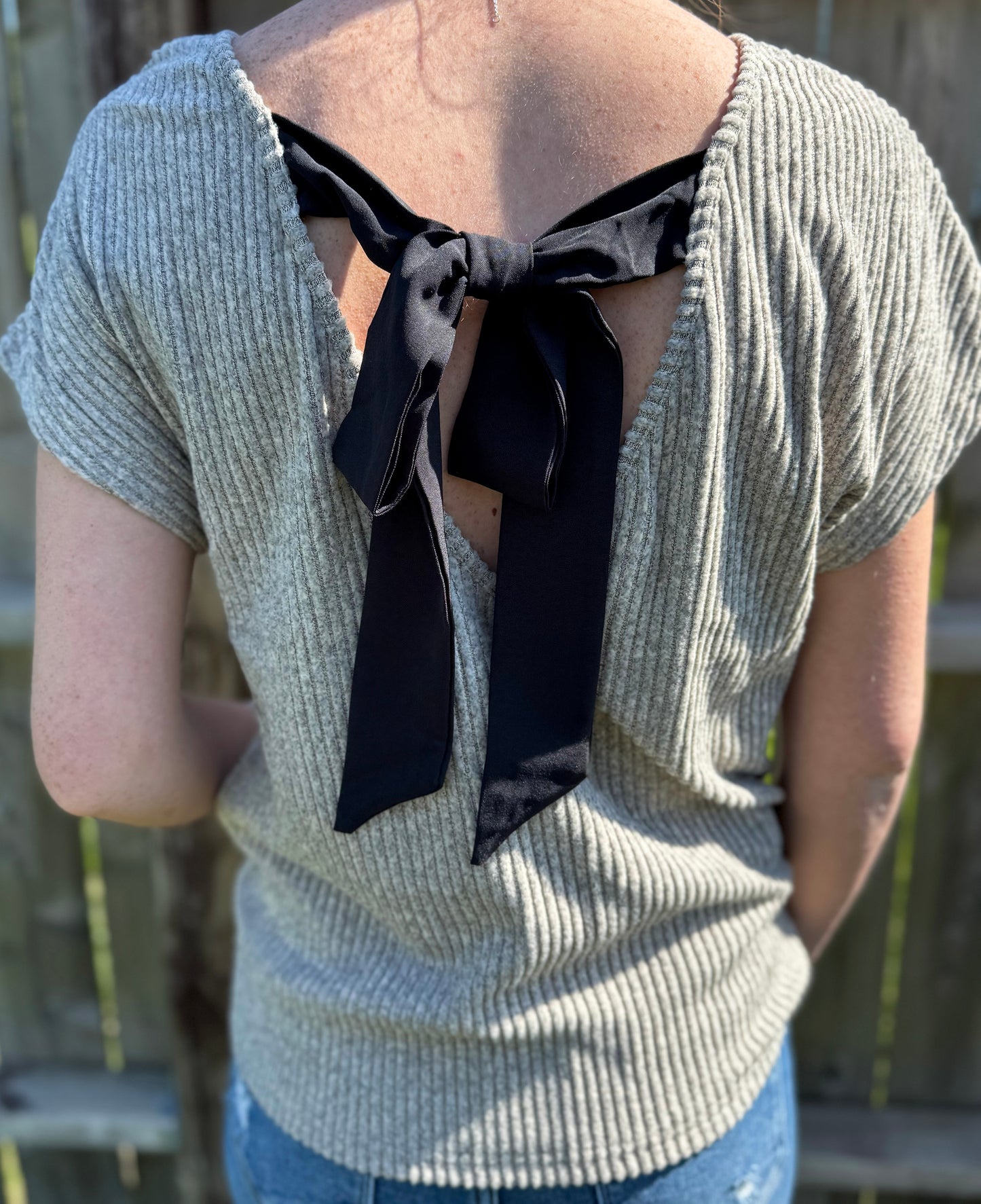 V-Neck Bow Back Tee