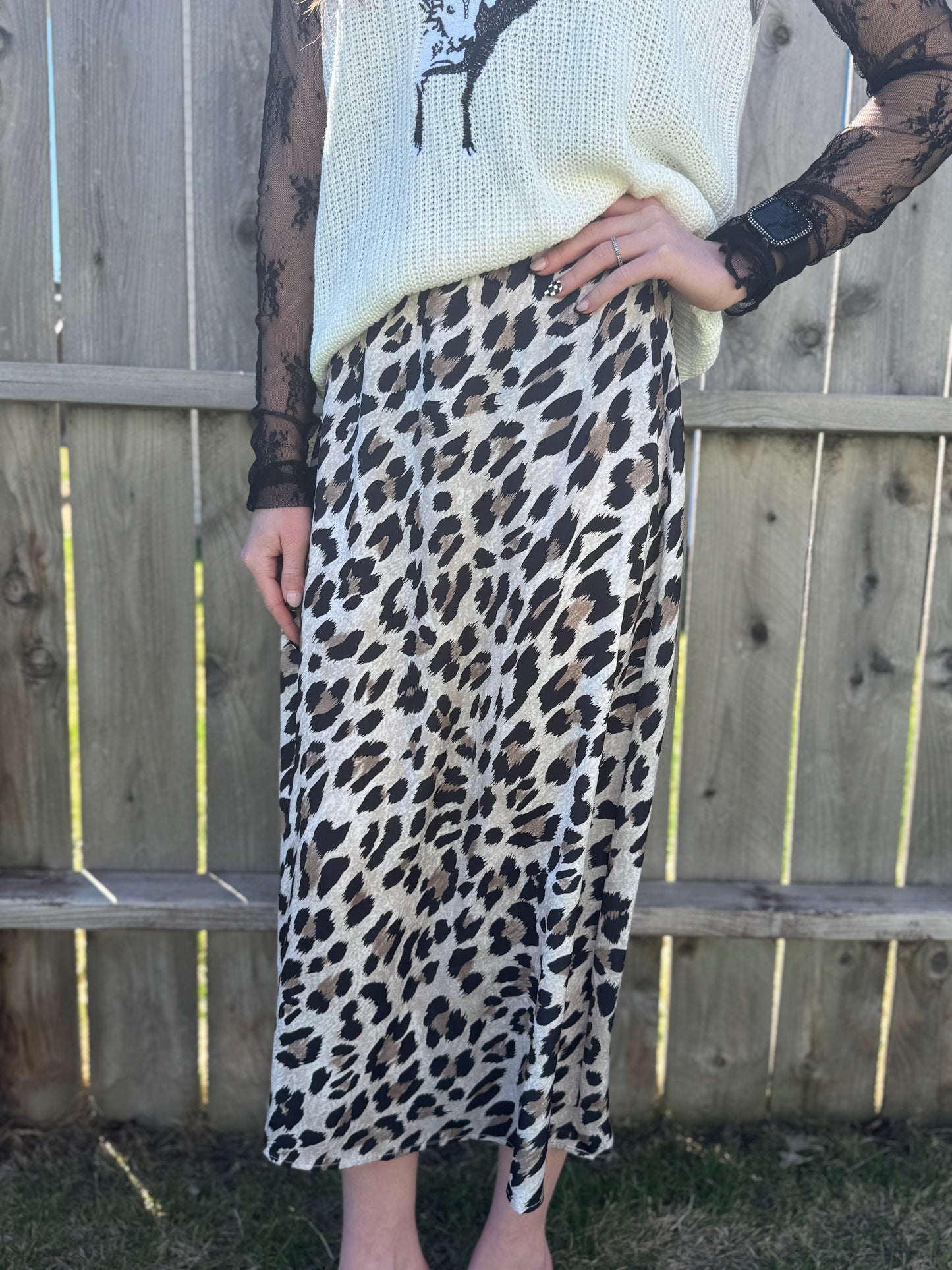 Leopard Print Midi Skirt
