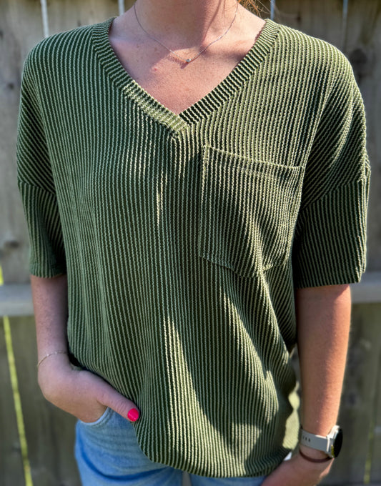 V-Neck Ribbed Tee