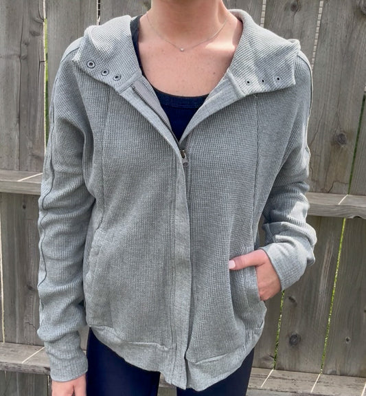 Waffle Knit Zip Up