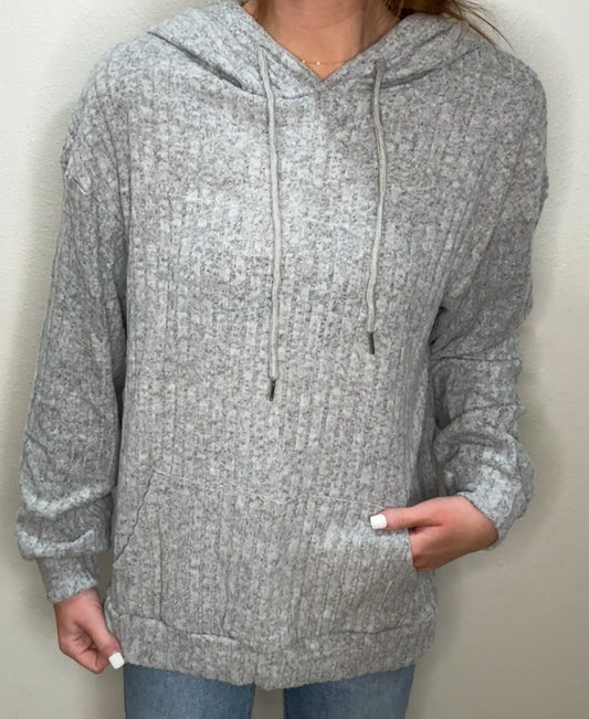 Ribbed Drawstring Hoodie