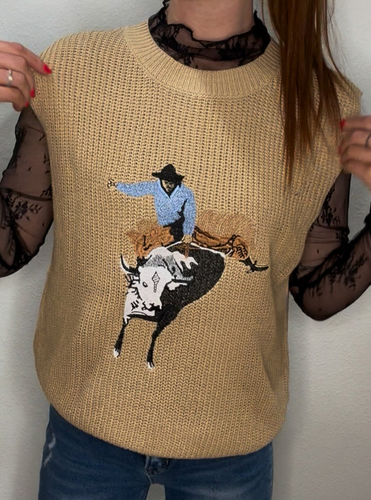 Western Embroidered Sweater Vest