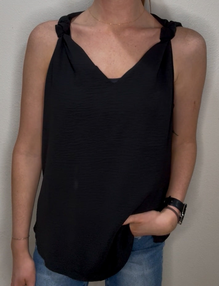 V-Neck Knotted Shoulder Tank