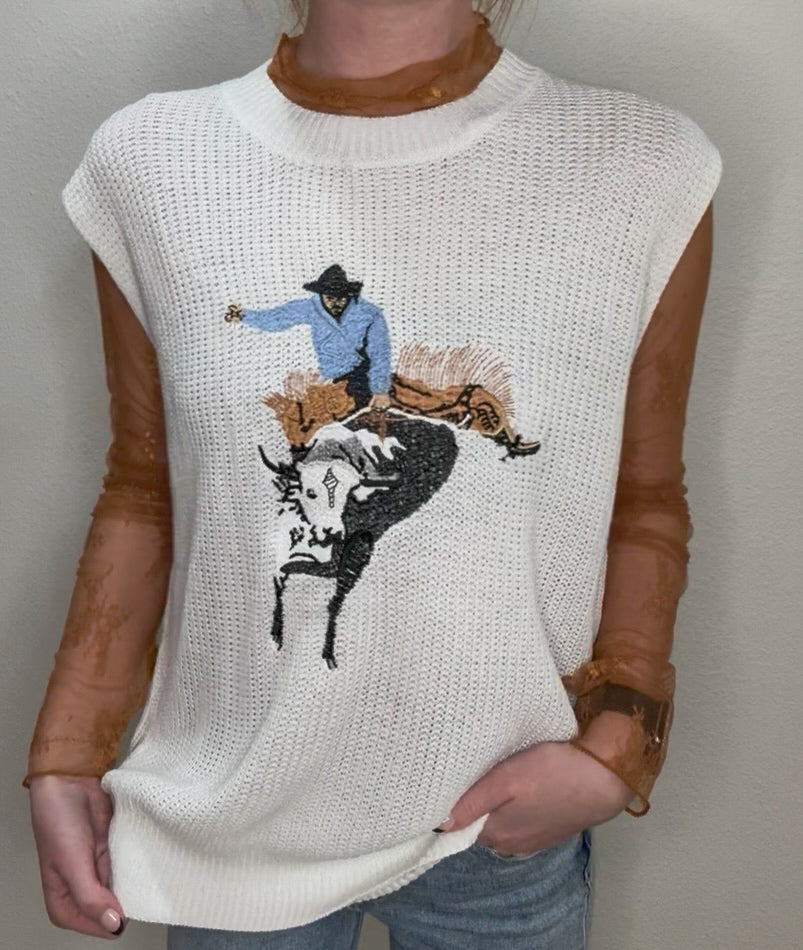 Western Embroidered Sweater Vest