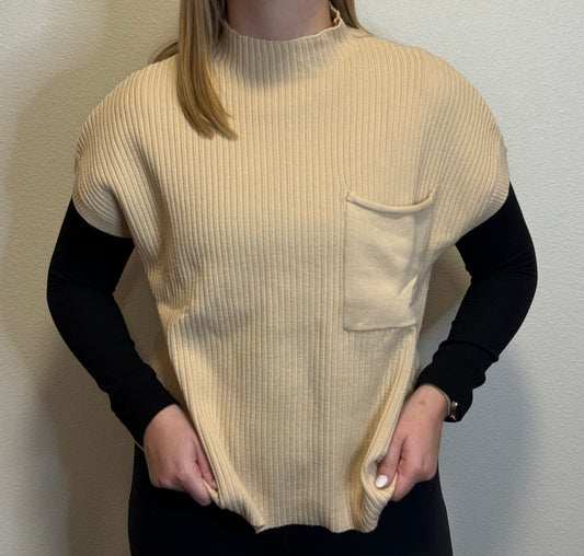 Mock-Neck Knit Sweater Vest