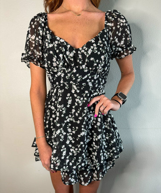Floral Romper With Tie