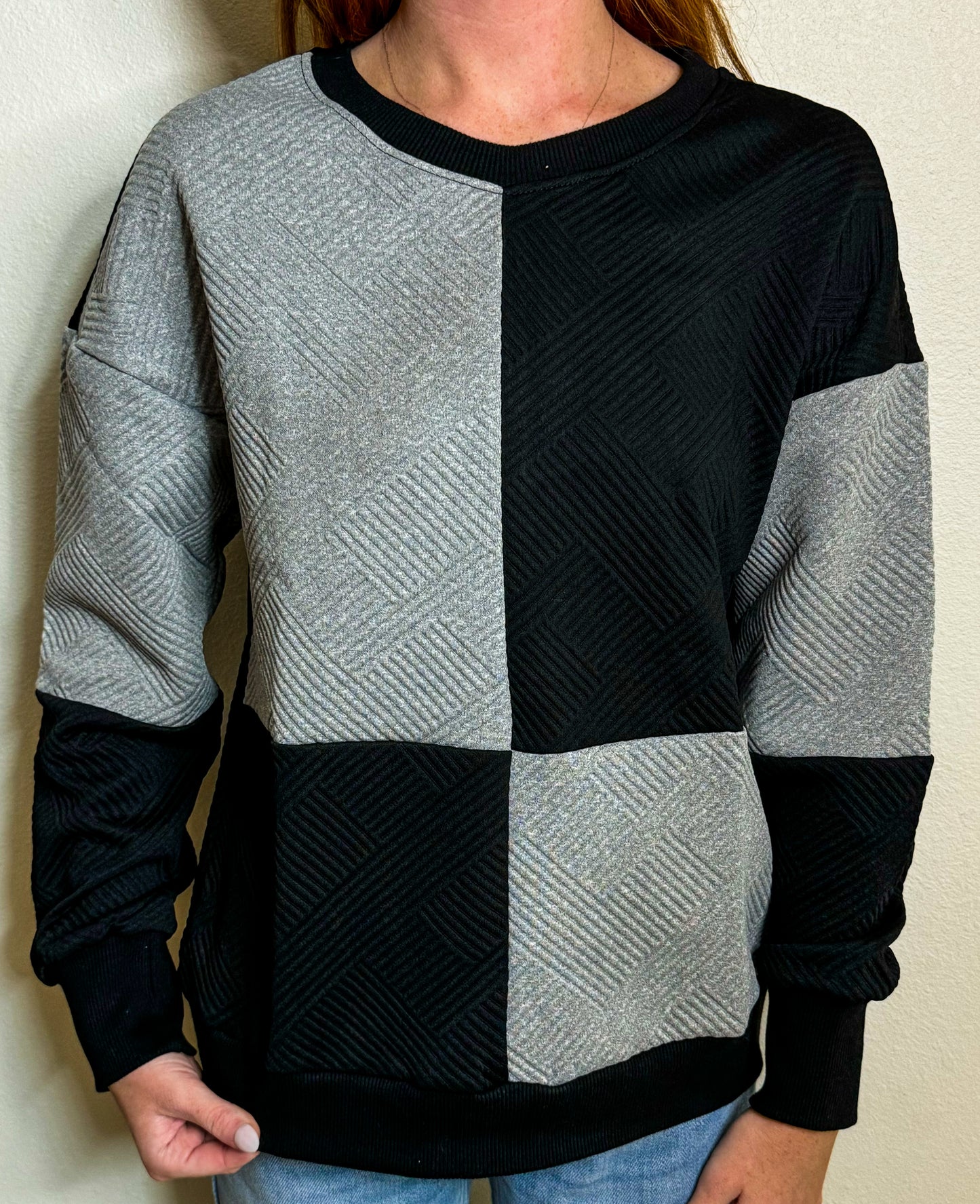 Textured Color Block Sweater